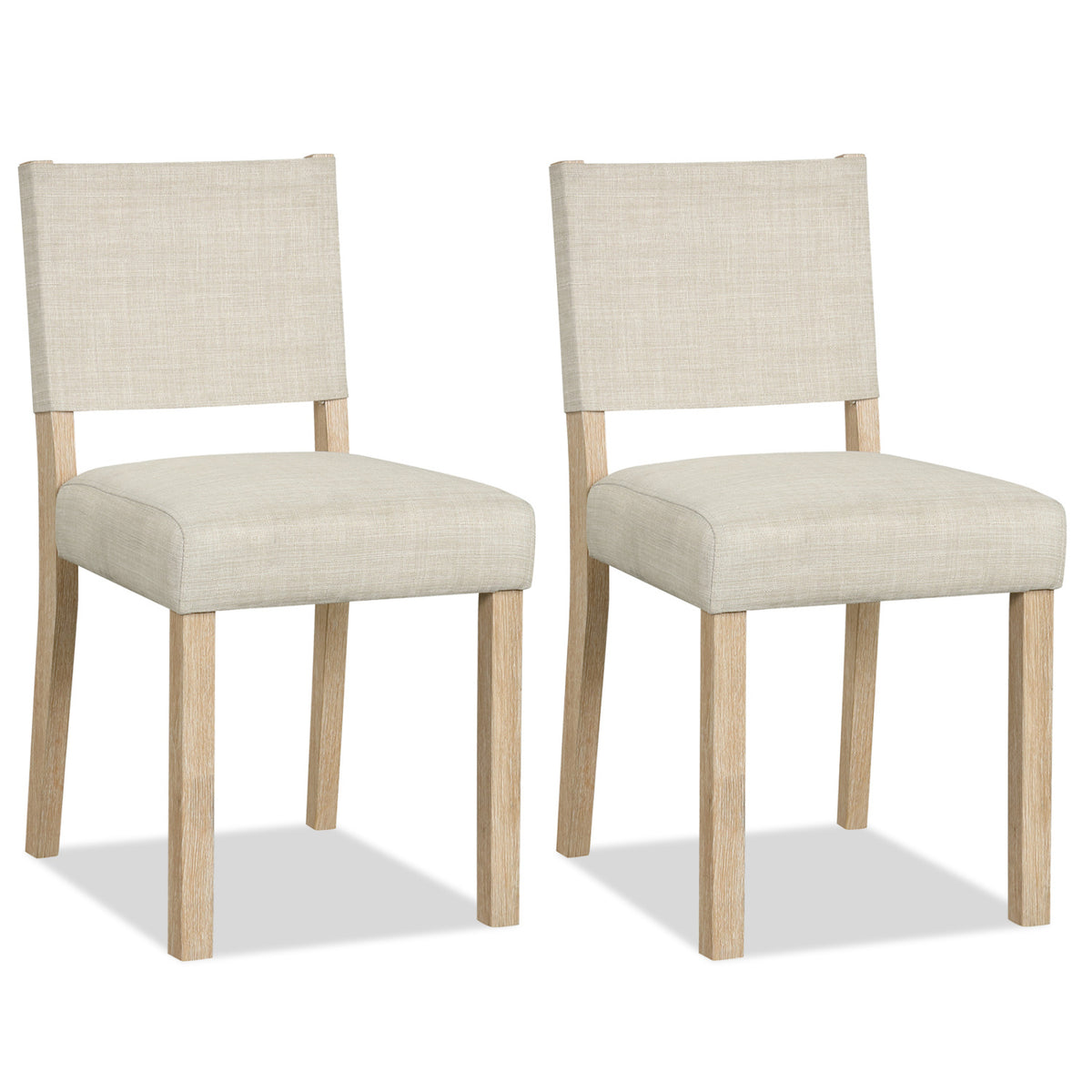 Upholstered Dining Chairs with Solid Rubber Wood Legs Set of 2-Beige