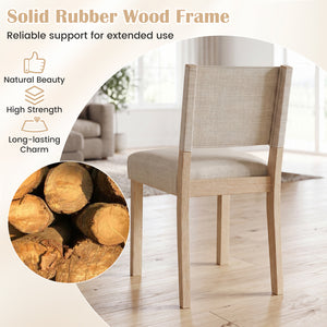 Upholstered Dining Chairs with Solid Rubber Wood Legs Set of 2-Beige