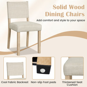 Upholstered Dining Chairs with Solid Rubber Wood Legs Set of 2-Beige