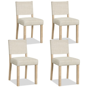 Upholstered Dining Chairs with Solid Rubber Wood Legs Set of 4-Beige