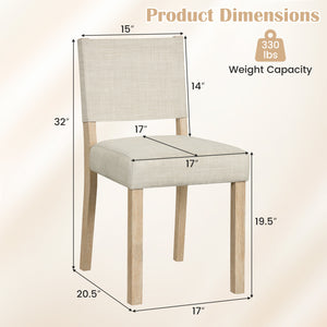 Upholstered Dining Chairs with Solid Rubber Wood Legs Set of 4-Beige