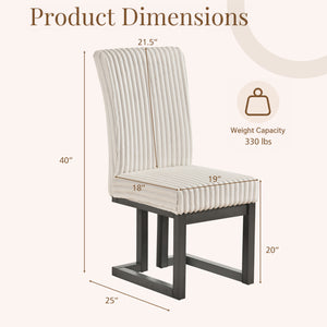 Upholstered Dining Chairs Set of 2 with Rubber Wood Legs and Padded Seat for Dining Room-Beige