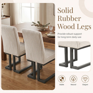 Upholstered Dining Chairs Set of 4 with Rubber Wood Legs and Padded Seat for Dining Room-Beige