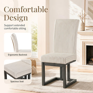 Upholstered Dining Chairs Set of 4 with Rubber Wood Legs and Padded Seat for Dining Room-Beige