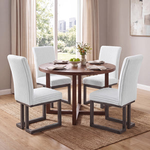 Upholstered Dining Chairs Set of 4 with Rubber Wood Legs and Padded Seat for Dining Room-White