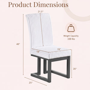 Upholstered Dining Chairs Set of 4 with Rubber Wood Legs and Padded Seat for Dining Room-White