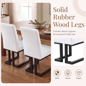 Upholstered Dining Chairs Set of 4 with Rubber Wood Legs and Padded Seat for Dining Room-White