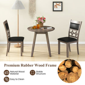 Upholstered Dining Chair Set of 2 with Padded Backrest and Seat-Gray