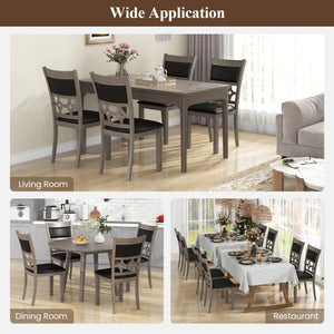 Upholstered Dining Chair Set of 2 with Padded Backrest and Seat-Gray