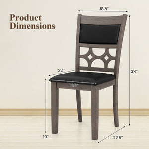 Upholstered Dining Chair Set of 2 with Padded Backrest and Seat-Gray