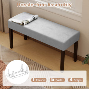 Upholstered Entryway Bench for End of Bed with Padded Seat-Gray