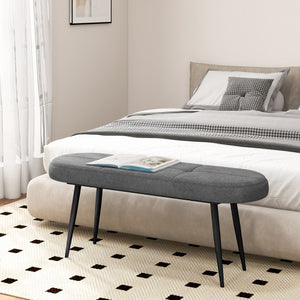 47" Upholstered Entryway Bench with Heavy-duty Metal Frame-Gray