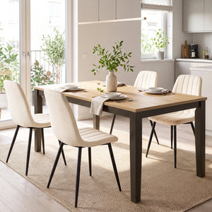 Upholstered Fabric Dining Chairs Set of 4 with Sturdy Metal Legs and Curved Backrest-Beige