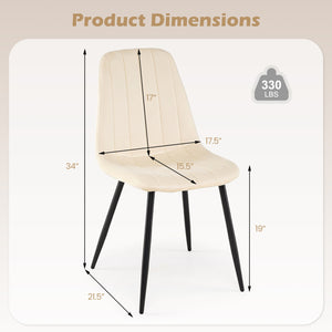 Upholstered Fabric Dining Chairs Set of 4 with Sturdy Metal Legs and Curved Backrest-Beige