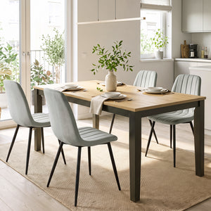 Upholstered Fabric Dining Chairs Set of 4 with Sturdy Metal Legs and Curved Backrest-Gray
