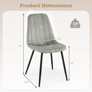 Upholstered Fabric Dining Chairs Set of 4 with Sturdy Metal Legs and Curved Backrest-Gray