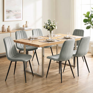 Upholstered Fabric Dining Chairs Set of 4 with Sturdy Metal Legs and Curved Backrest-Gray
