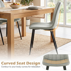 Upholstered Fabric Dining Chairs Set of 4 with Sturdy Metal Legs and Curved Backrest-Gray