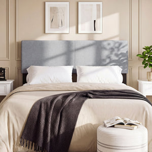 Upholstered Headboard Queen/Full Size Vertical Quilted Linen Fabric Bed Frame Mount Panel-Gray
