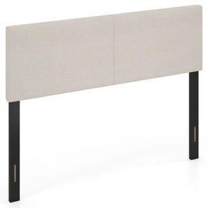 Upholstered Headboard Queen/Full Size Vertical Quilted Linen Fabric Bed Frame Mount Panel-Beige