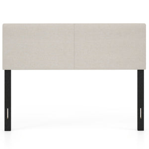 Upholstered Headboard Queen/Full Size Vertical Quilted Linen Fabric Bed Frame Mount Panel-Beige