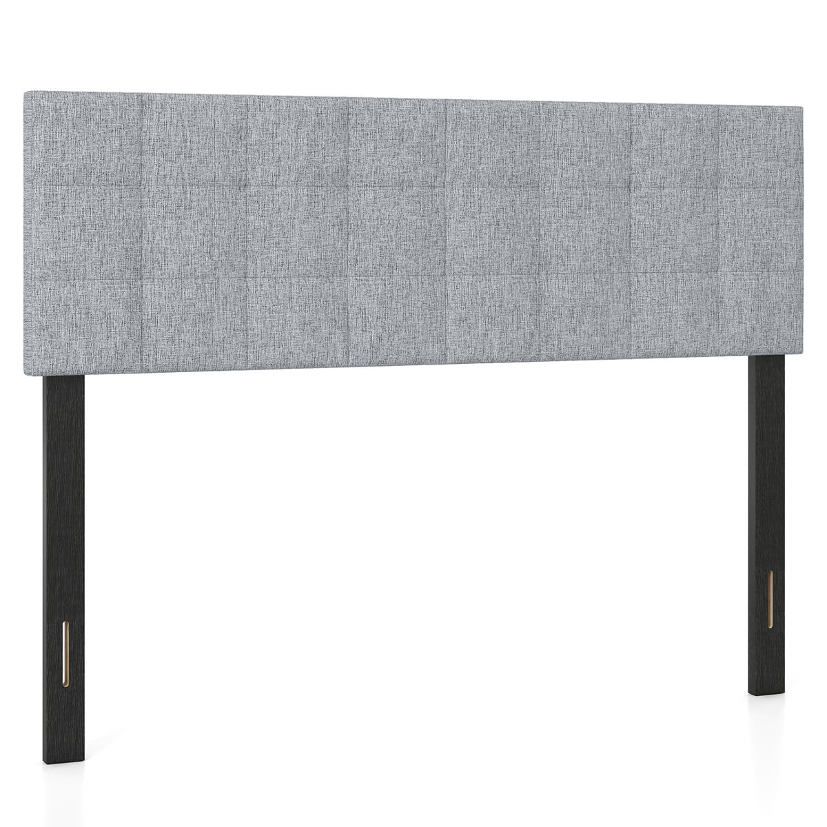 Upholstered Headboard Queen/Full Size Quilted Grid Linen Fabric Bed Frame Mount Panel-Gray