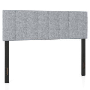 Upholstered Headboard Queen/Full Size Quilted Grid Linen Fabric Bed Frame Mount Panel-Gray
