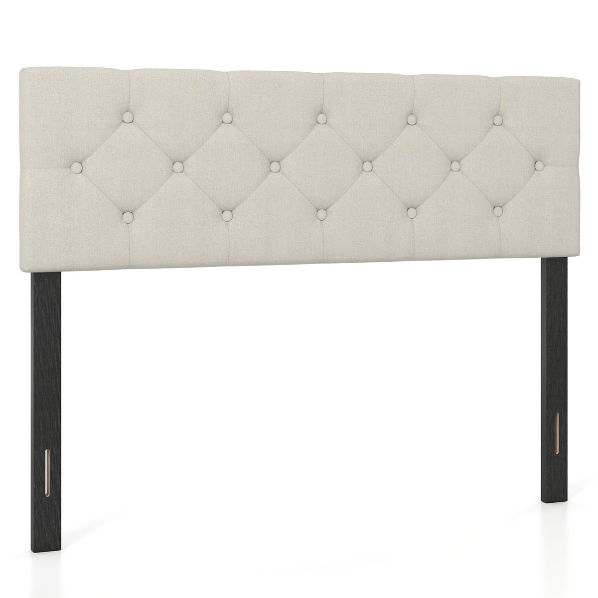 Upholstered Headboard Queen/Full Size Tufted Linen Fabric Bed Frame Mount Panel-Beige