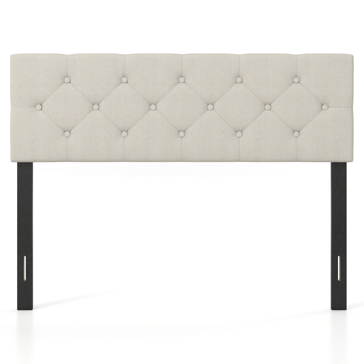 Upholstered Headboard Queen/Full Size Tufted Linen Fabric Bed Frame Mount Panel-Beige