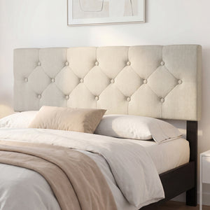 Upholstered Headboard Queen/Full Size Tufted Linen Fabric Bed Frame Mount Panel-Beige