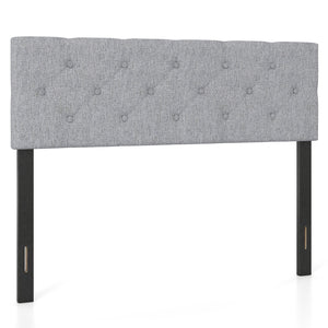 Upholstered Headboard Queen/Full Size Tufted Linen Fabric Bed Frame Mount Panel-Gray
