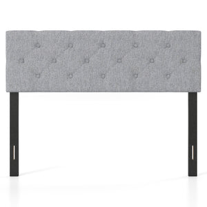 Upholstered Headboard Queen/Full Size Tufted Linen Fabric Bed Frame Mount Panel-Gray