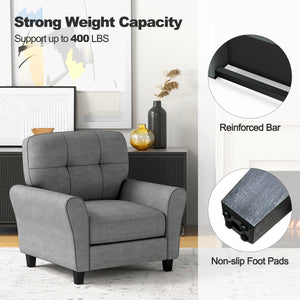 Modern Upholstered Accent Chair with Rubber Wood Legs-Gray