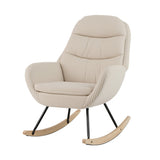 Upholstered Rocking Chair Nursery Glider Rocker with Padded Backrest and Seat-Beige