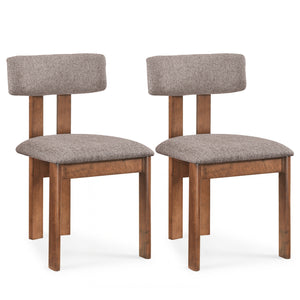 Upholstered Rubber Wood Dining Chairs Set of 2 with Curved Backrest-Walnut