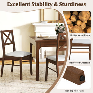 Upholstered Side Dining Chairs Set of 2 with Rubber Wood Frame-Brown