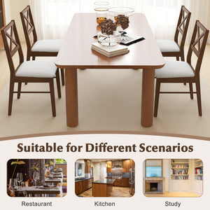 Upholstered Side Dining Chairs Set of 2 with Rubber Wood Frame-Brown