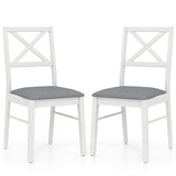 Upholstered Side Dining Chairs Set of 2 with Rubber Wood Frame-White