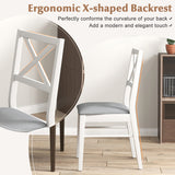 Upholstered Side Dining Chairs Set of 2 with Rubber Wood Frame-White