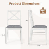 Upholstered Side Dining Chairs Set of 2 with Rubber Wood Frame-White