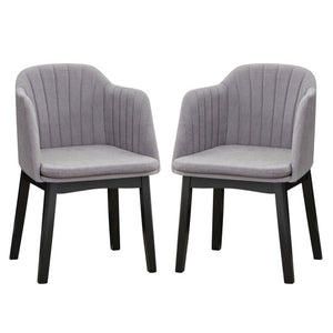 Upholstered Velvet Accent Modern Dining Chairs Set of 2 with Curved Backrests-Grey