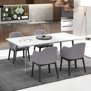 Upholstered Velvet Accent Modern Dining Chairs Set of 2 with Curved Backrests-Grey