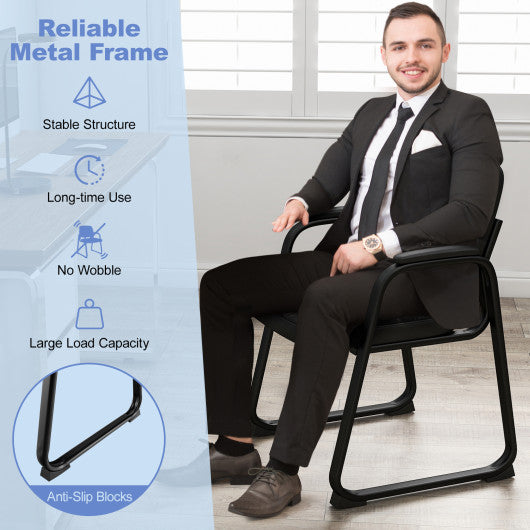 Set of 2 Waiting Room Chair Home Office PU Leather Guest Chairs-Black