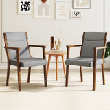 Upholstered Wooden Accent Chairs Set of 2 with High Back and Soft Cushion-Gray