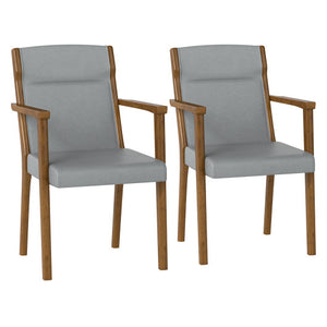 Upholstered Wooden Accent Chairs Set of 2 with High Back and Soft Cushion-Gray