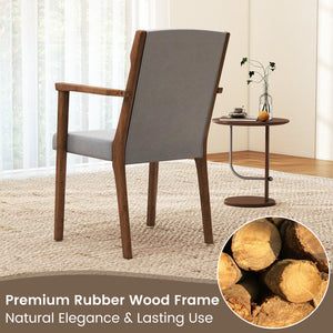 Upholstered Wooden Accent Chairs Set of 2 with High Back and Soft Cushion-Gray