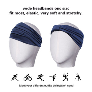 GILI 6 Pack Wide Headbands for Women Non Slip Soft Elastic Hair Bands Yoga Running Sports Workout Gym Head Wraps, Knotted Cotton Cloth African Turbans Bandana (with 6 Pcs Hair Ties) 6 Color (White+Black+Navy+Yellow+Light Grey+Skin)