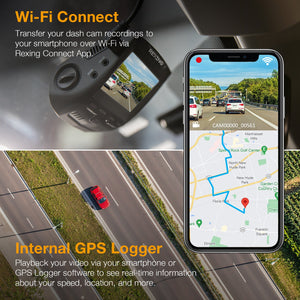 Rexing V1-4K Ultra HD Car Dash Cam w/ Built-in GPS Logger, Wi-Fi, and CPL Filter Included