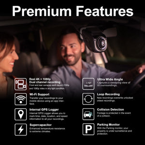 Rexing V1P Max 4K UHD Dual Channel Dash Cam 4K 3840×2160 Front + 1080p Rear with Wi-Fi and GPS