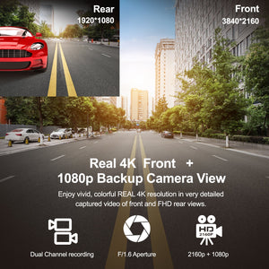 Rexing V1P Max 4K UHD Dual Channel Dash Cam 4K 3840×2160 Front + 1080p Rear with Wi-Fi and GPS